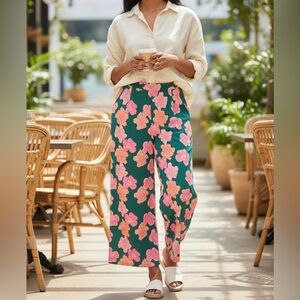 Fighting Eel Ava Sky Pant Petra Emerald Summer Hibiscus Small Modal Stretch